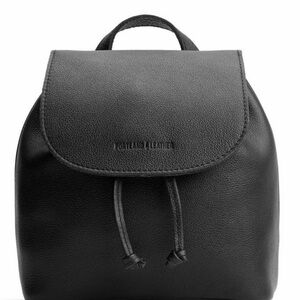 Black Portland Leather Bucket Backpack Purse